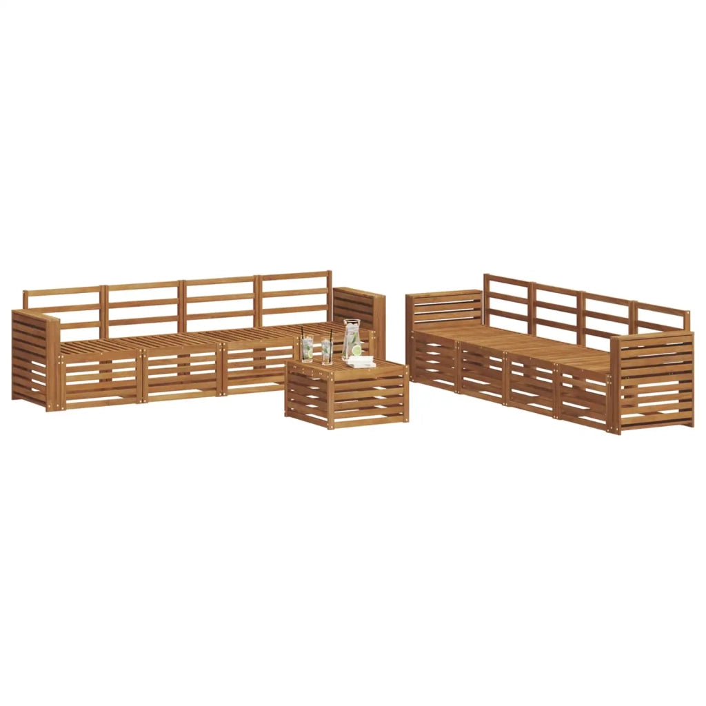 Set divani 9 pcs Naturale Legno di Acacia Massello
