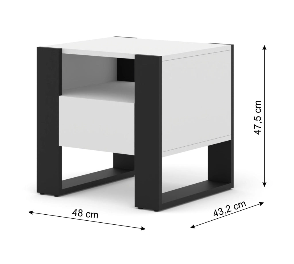 MOBILE COMODINO TAVOLINO DA CAMERA BIANCO OPACO 48x47.50x40cm MONDI