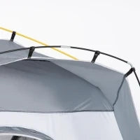 Tenda da Campeggio Familiare 4 Persone, Tenda Tonda Impermeabile Leggera, Ventilata Facile da Montare Pop-Up, 4 Finestre, Parasole, 2,4L x 2,4l x 1,99H m, Bianco e Grigio