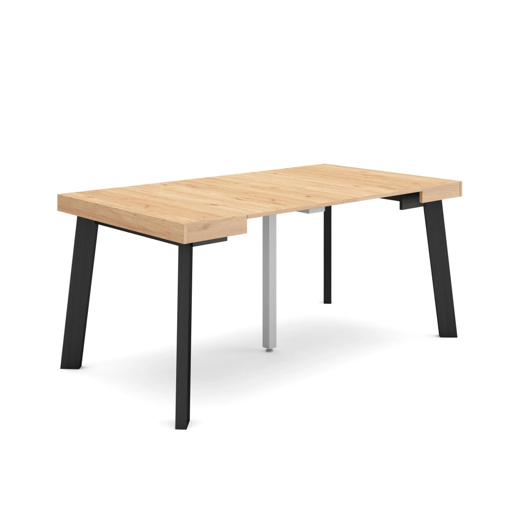 Consolle allungabile, 160x90x73cm, Per 8 persone, Gambe in legno, colore Rovere RF3140