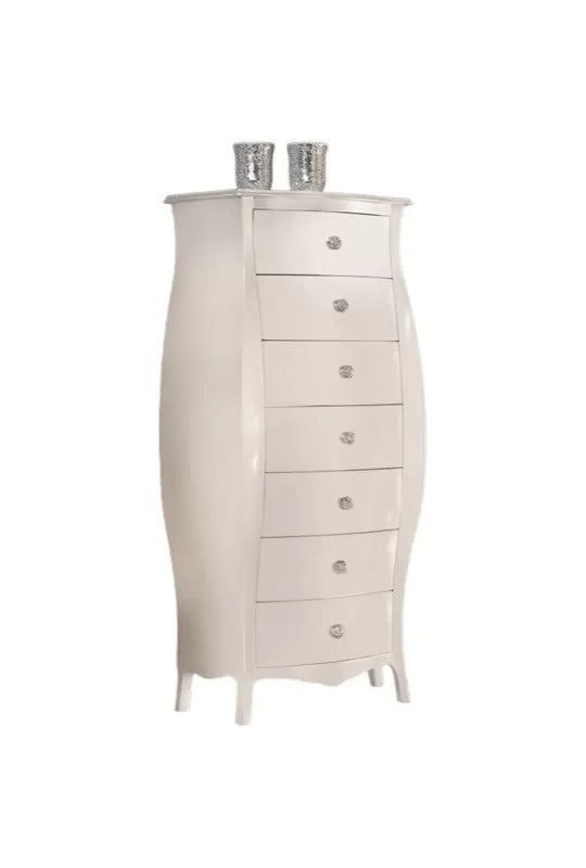 Cassettiera classica bombata legno bianco 74x37x142 - Mobili 2G