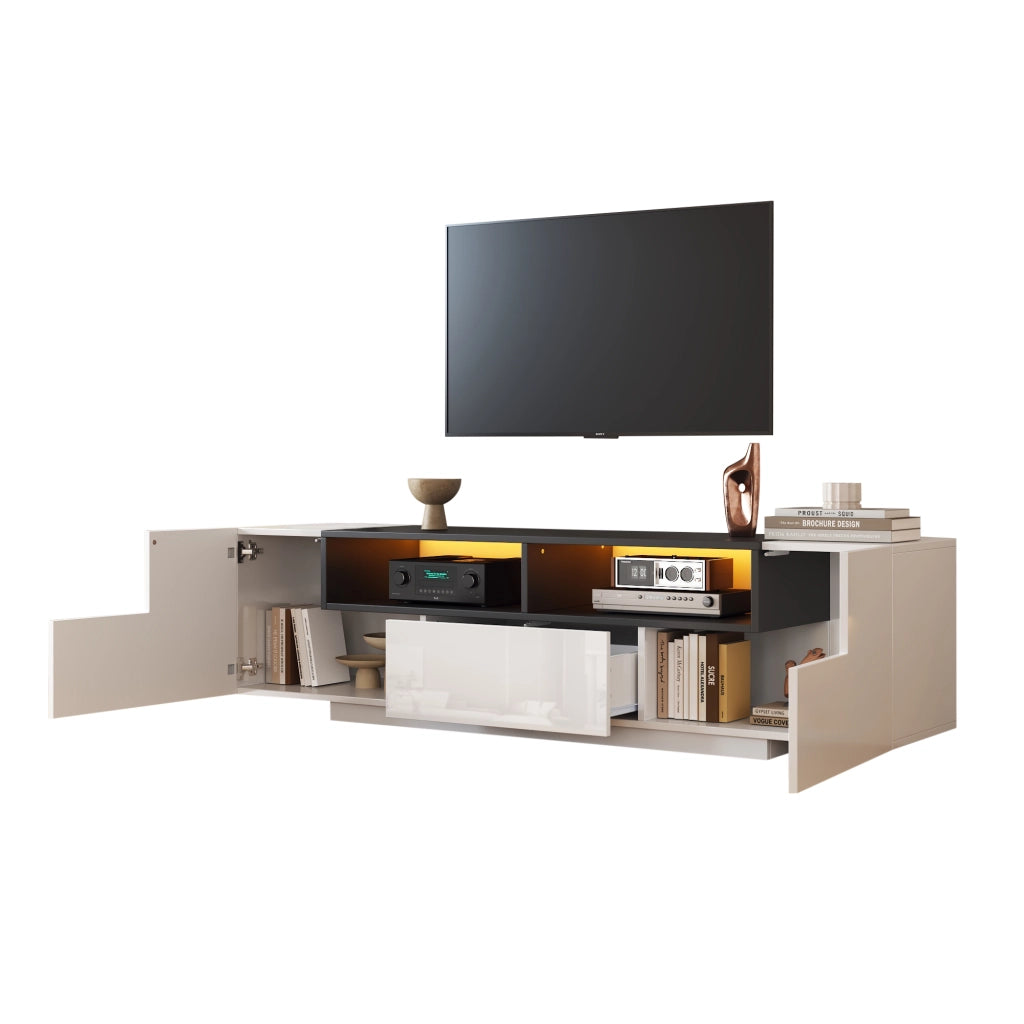 Cassettiera per TV bianca in truciolato lunghezza 180 cm