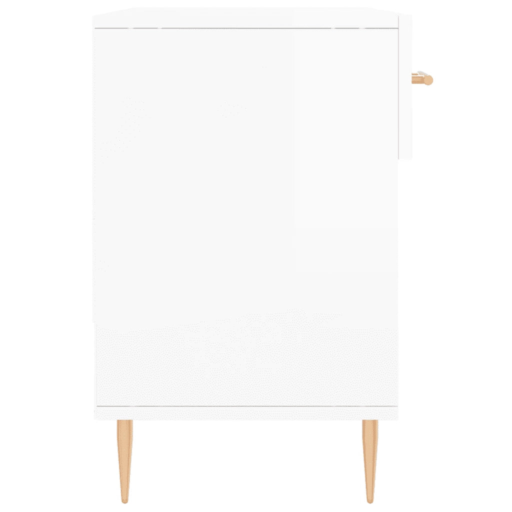Panca Porta Scarpe Bianco Lucido 102x35x55 cm Legno Multistrato