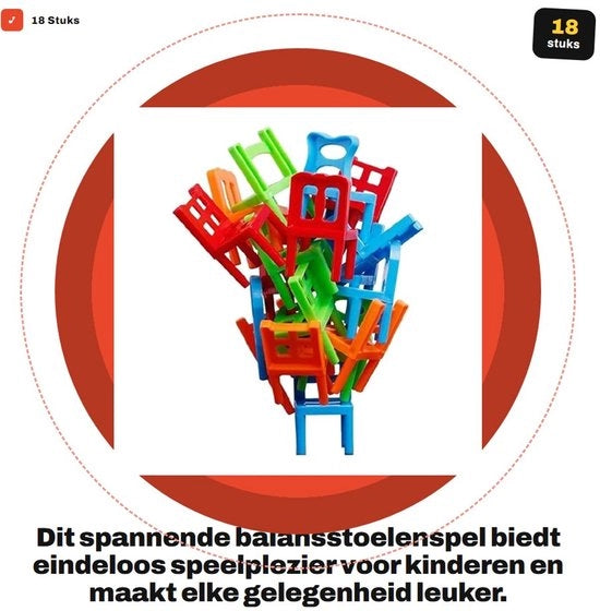 Giocchi di equilibrio per bambini 18 pezzi - Gioco di equilibrio multiplayer - Preferito per le feste dei bambini - Gioco interattivo - Sedie da equilibrio da accumulare - Sviluppa abilità