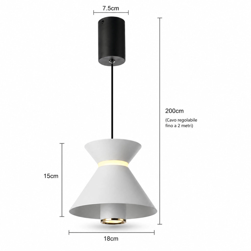 LAMPADARIO LED A SOSPENSIONE MODERNO BIANCO 10W DIMMERABILE CCT REGOLABILE LP020