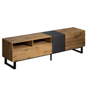 Mobile TV con 2 Ante; 2 Cassetti e 2 Vani; Apertura Push-Open; in MDF; 180 × 38 × 50 cm; Nero