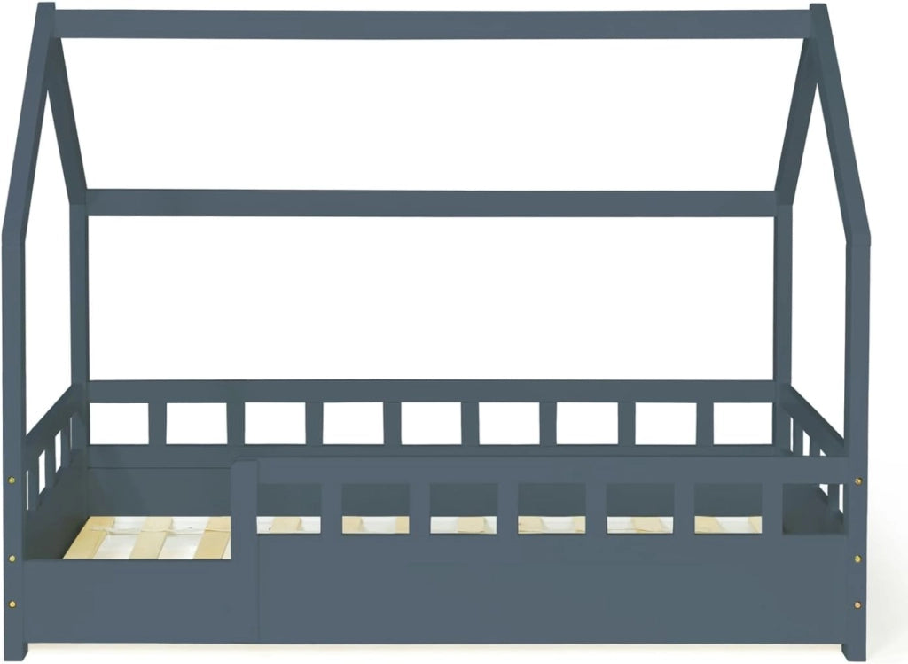 Letto a capanna per bambini 80 x 160 CM NEREE grigio con struttura letta e sponde