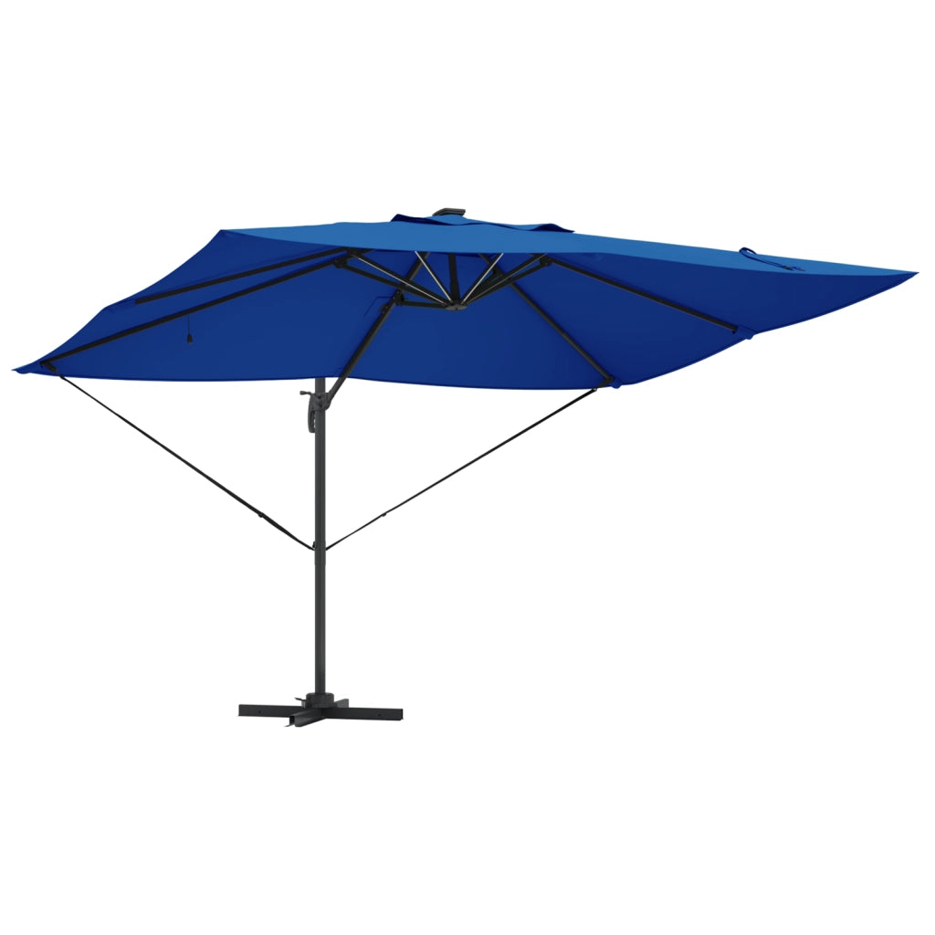 Ombrellone a Sbalzo Roma con LED Blu Azzurro 352x251x265 cm Alluminio