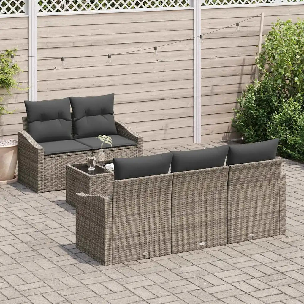 Set di divani con cuscino 6 pcs Grigio polyrattan