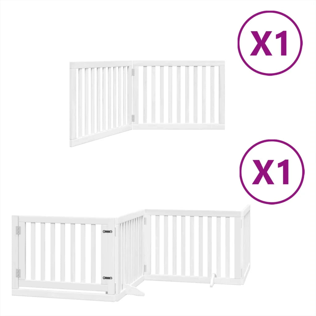 Cancelletto di sicurezza per animali domestici porta pieghevole 6 pannelli legno di pioppo bianco 02_0023235