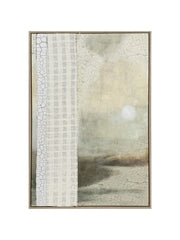 Tela incorniciata dipinta Hispanohogar astratta verde, bianco e beige 90x60