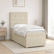 Letto box spring con materasso Crema 90 x 200 cm Tessuto 3455264