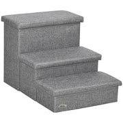 Scala per Cani e Gatti 3 Gradini con Contenitore ¨C zephmum ¨C Grigio 63.5x42.5x40.5 cm
