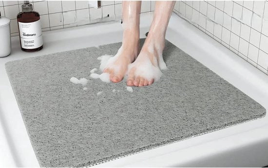 Matte antiscivolo per doccia - 60 x 60 cm - panno da bagno in PVC - rilascio di aria - massaaggio con doccette con fori di scarico - Grigio