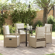 Set da pranzo da giardino 5 pezzi in polyrattan beige