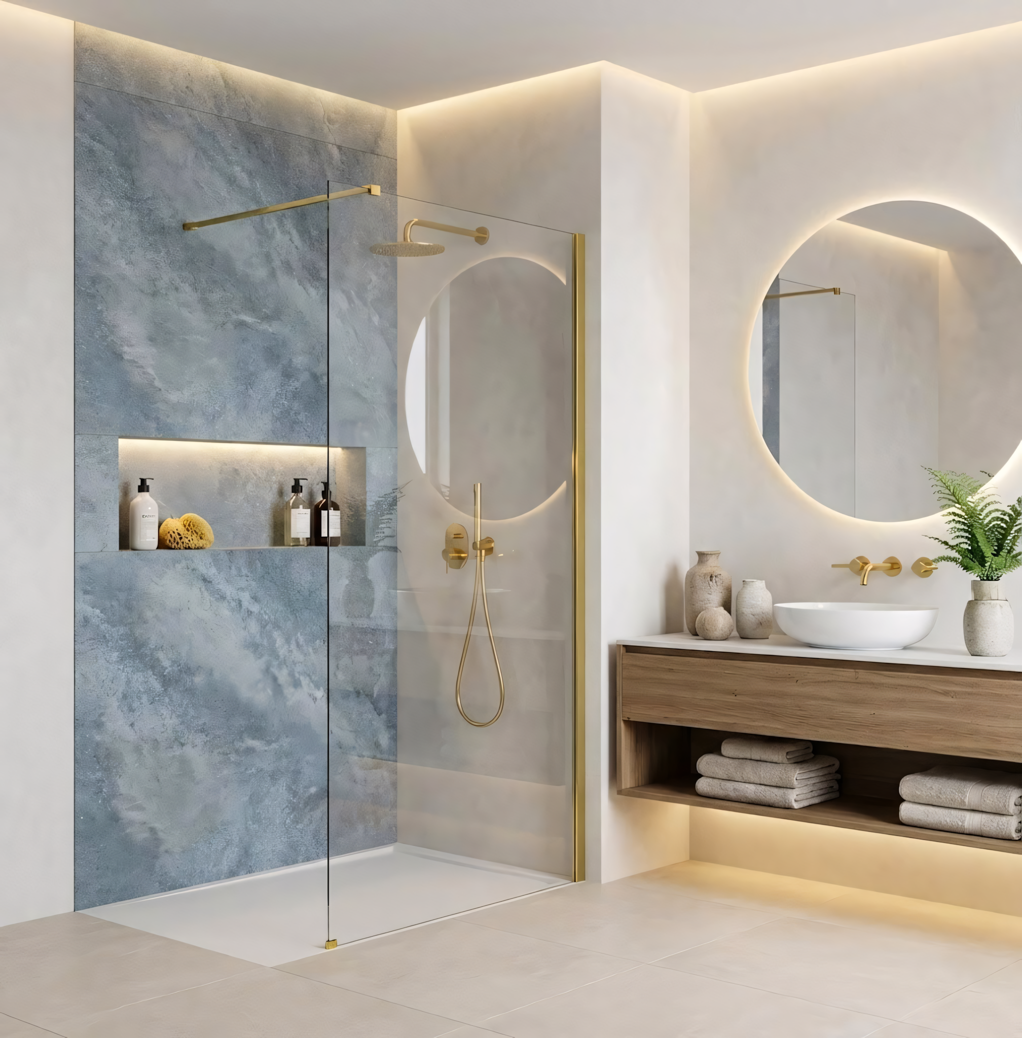 Parete Doccia Rea Flexi Transparent / Gold 70