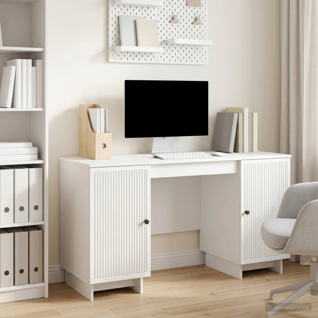 Scrivania Bianco Lucido Legno ingegnerizzato 142,5 x 50 x 75 cm 3414571