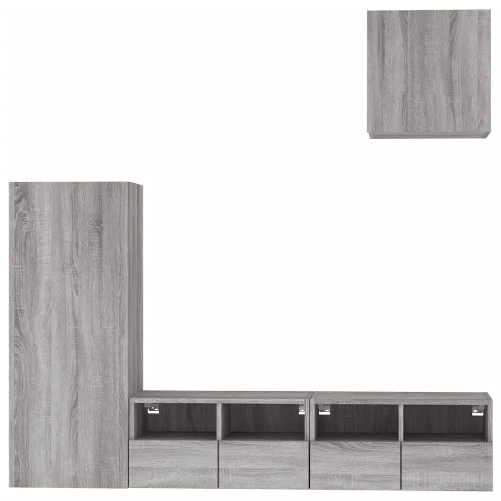 Mobile TV multimediale scaffale TV credenza TV sala da pranzo soggiorno camera da letto 4 pezzi legno ingegnerizzato Sonoma grigio 02_0029247