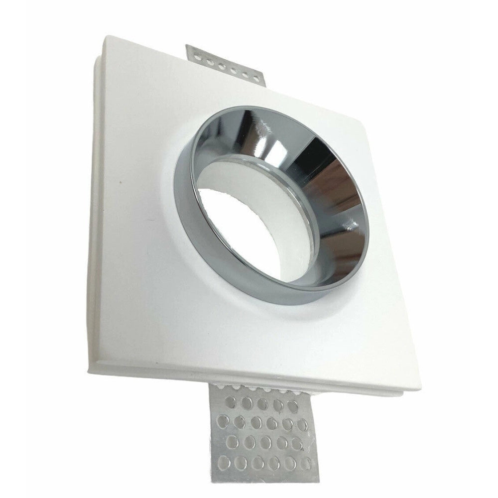 Trade Shop - Portafaretto Incasso Gesso Verniciabile Quadrato 10x10 Cm Scomparsa Gu10 Gs-10 -