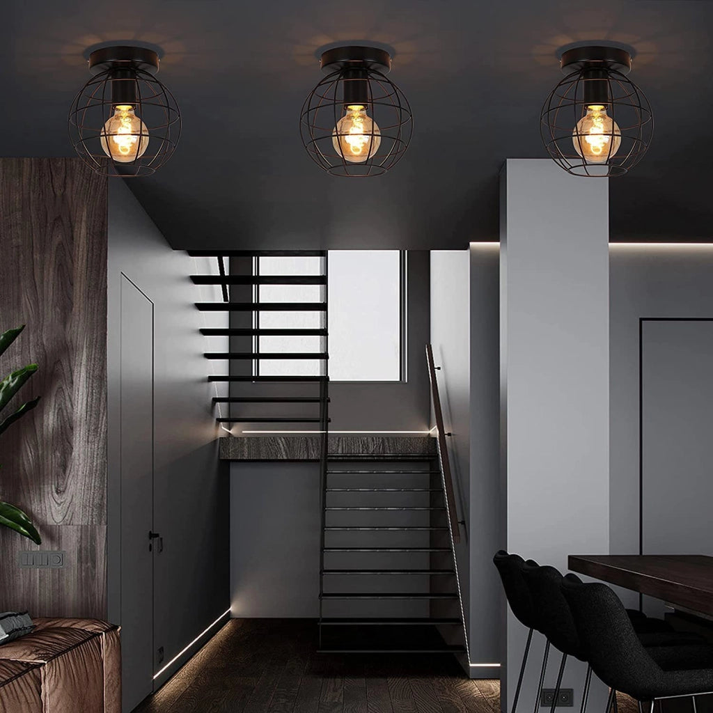 ZMH Lampada da soffitto metallo nero stile industriale retrò attacco E27 per corridoio cucina camera da letto soggiorno