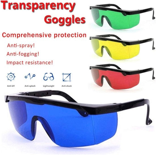 Goggles per protezione laser a copertura totale per lunghezza d'onda 190nm-540nm, Occhiali di sicurezza OD+5 - Rosso, Protezione per la vista durante il lavoro