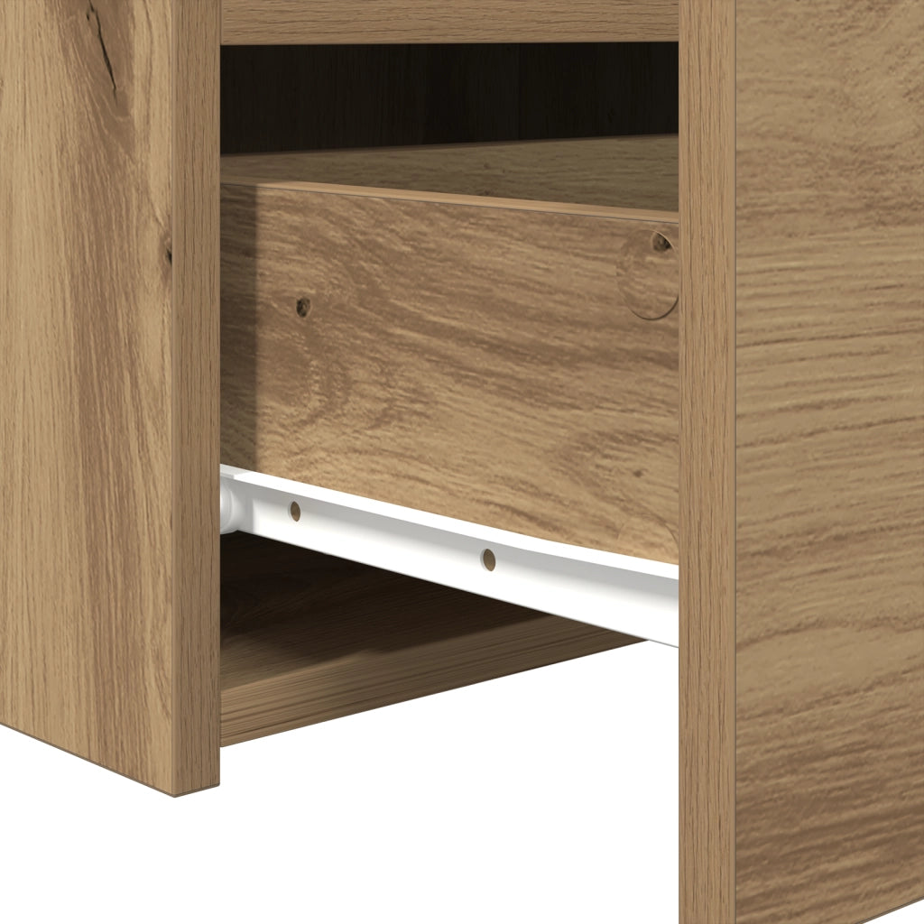 Comodino  con luci LED Rovere Artigianale 50x40x45 cm