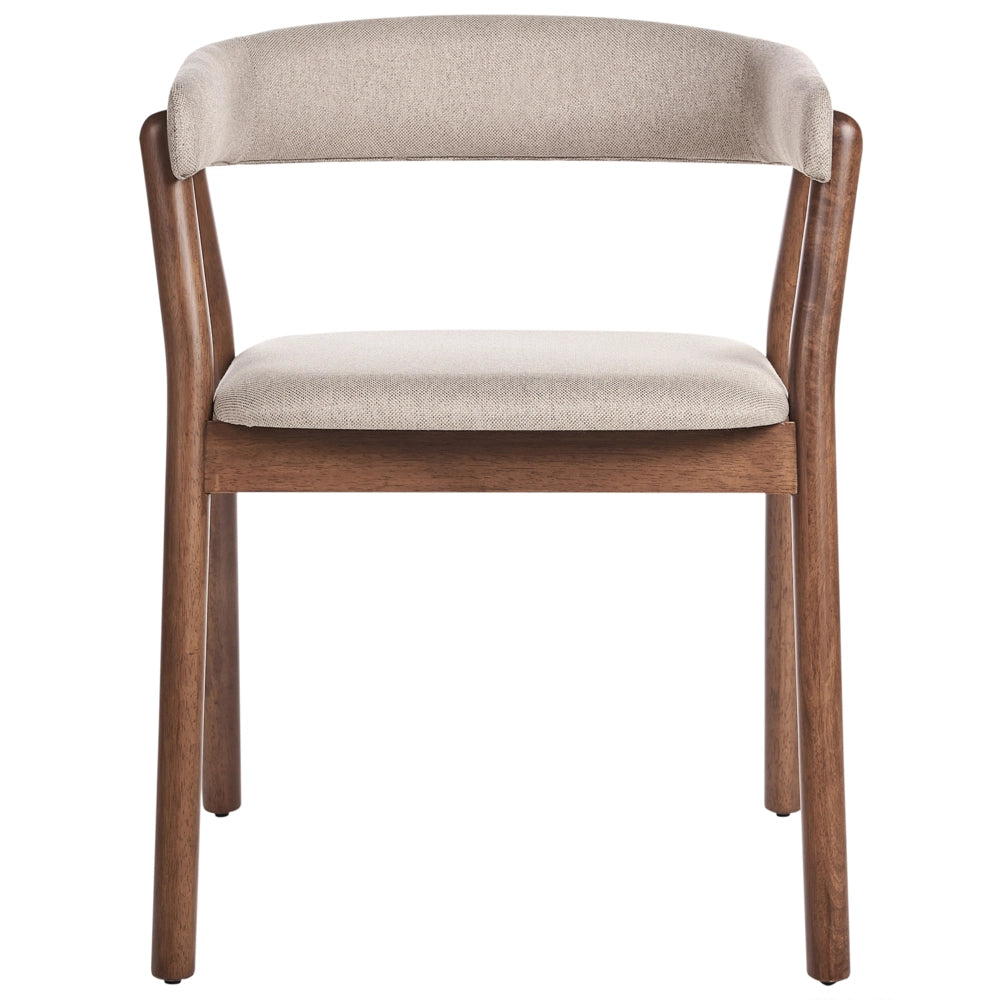 Set di 2 sedie da pranzo in legno scuro e tessuto poliestere beige Gambe in legno di gomma Stile retrò tradizionale