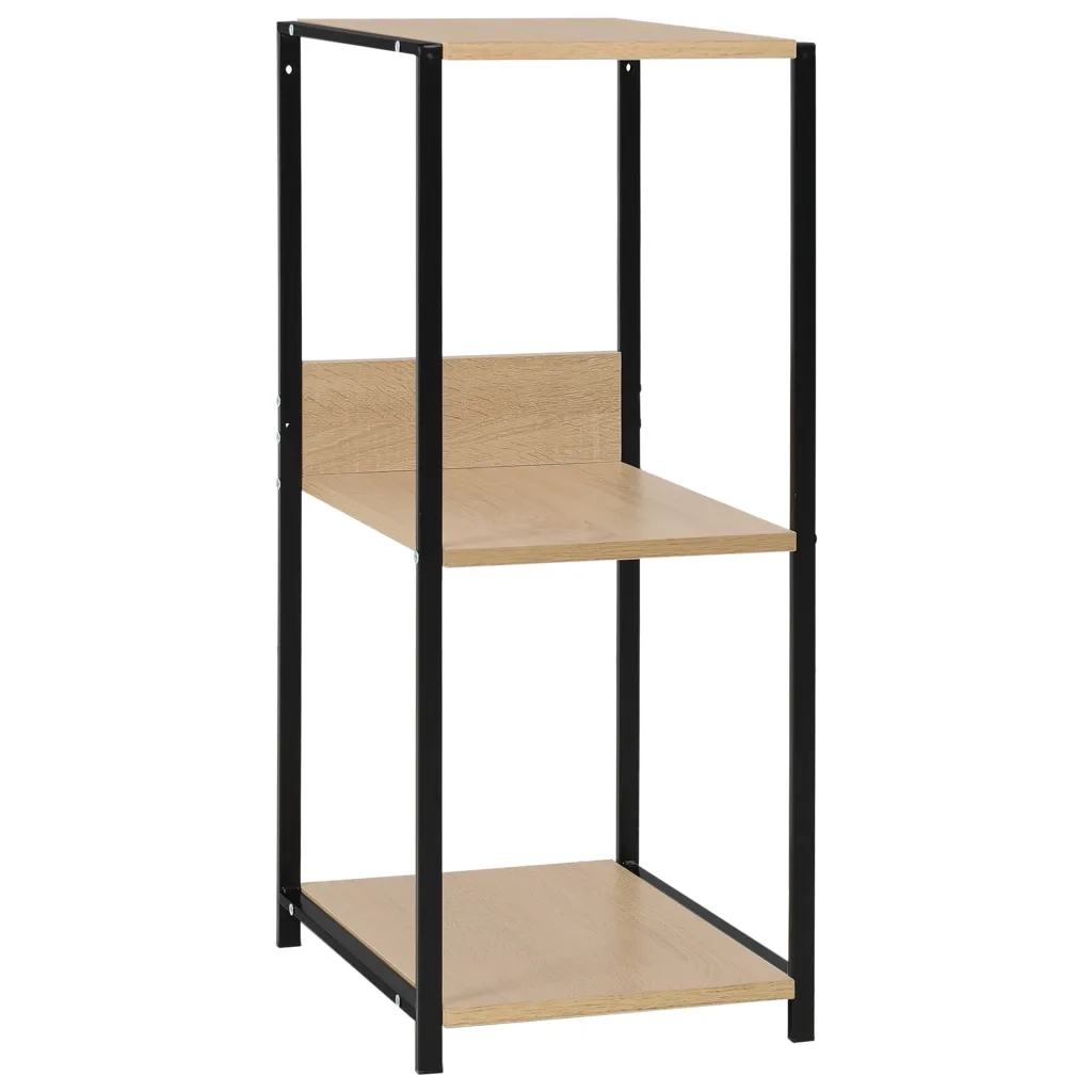 Libreria-Scaffale per Libri-Mobile di Stoccaggio Piccola Dritta Nera Rovere 33,5x39,6x79,7 Multistrato