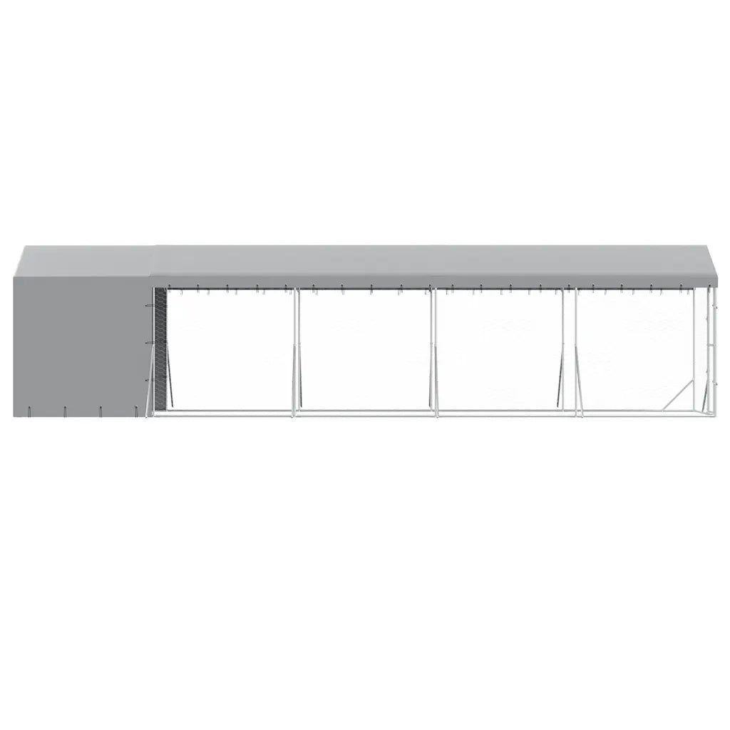 Cuccia Cani da Esterno Tetto Argento 2x10x2,5 m Acciaio Zincato 3190492