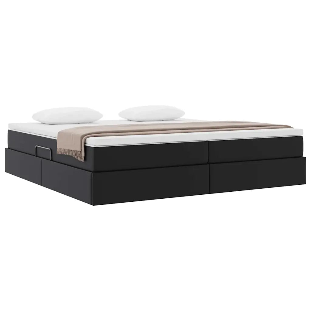 Letto con contenitore e materasso Nero 200 x 200 cm