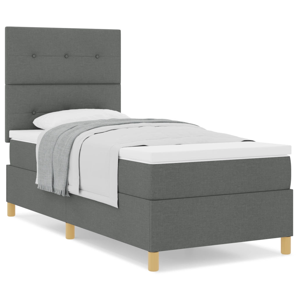 Letto a molle con materasso grigio scuro 80x200 cm tessuto