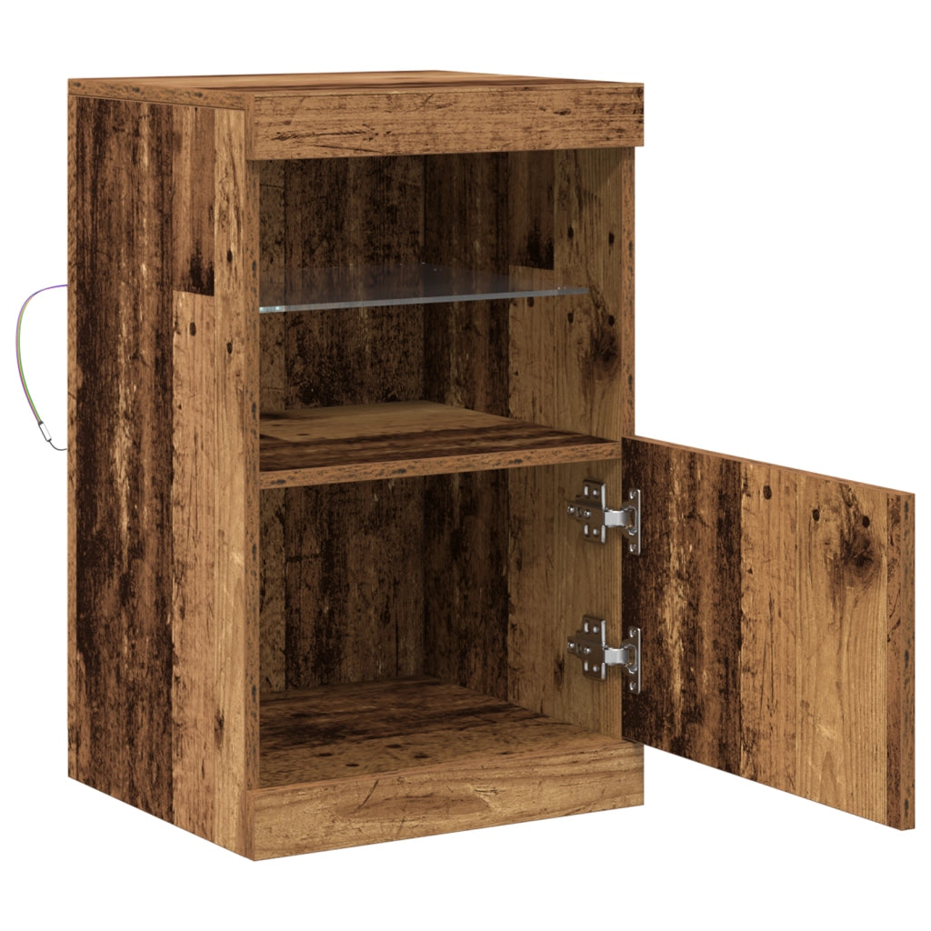 Credenza con luci LED Legno antico 41x37x67 cm