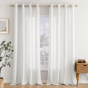 Set di tende con occhielli - 2 pezzi - 140 x 260 cm - Semi-trasparente - Telaio in lino - Duraturo e resistente alle pieghe - Decorazione per finestre