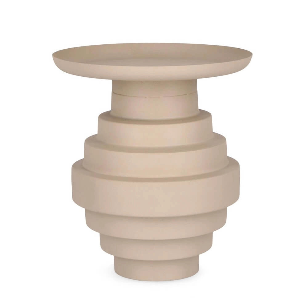 Tavolino in Acciaio con Base Scalonata Effetto Opaco Beige - SYMP