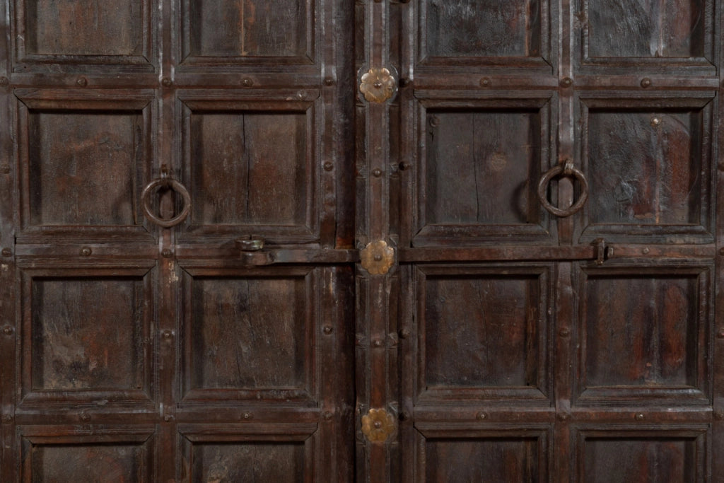 Biscottini Porta portone in legno massello e ferro da interno o da esterno vecchia e antica medievale scorrevole
