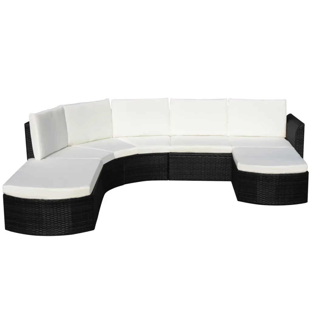 Set Divani da Giardino 4 pz con Cuscini in Polyrattan Nero 43299