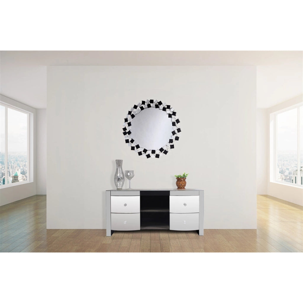 Specchio a Parete Mosaic con Cornice Effetto 3D Argento e Nero