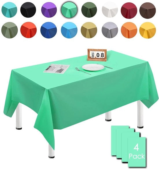 Set di tovagliette da tavolo 4 pezzi, 137cm x 274cm, rettangolari, impermeabili, resistenti alle macchie, verdi chiaro, per feste di compleanno, matrimoni, Natale, feste per bambini, camere da pranzo, giardini e feste