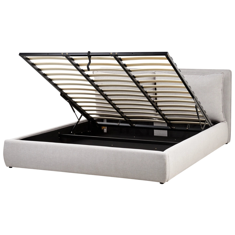 Letto matrimoniale in tessuto grigio chiaro con contenitore 180 x 200 cm camera da letto moderna