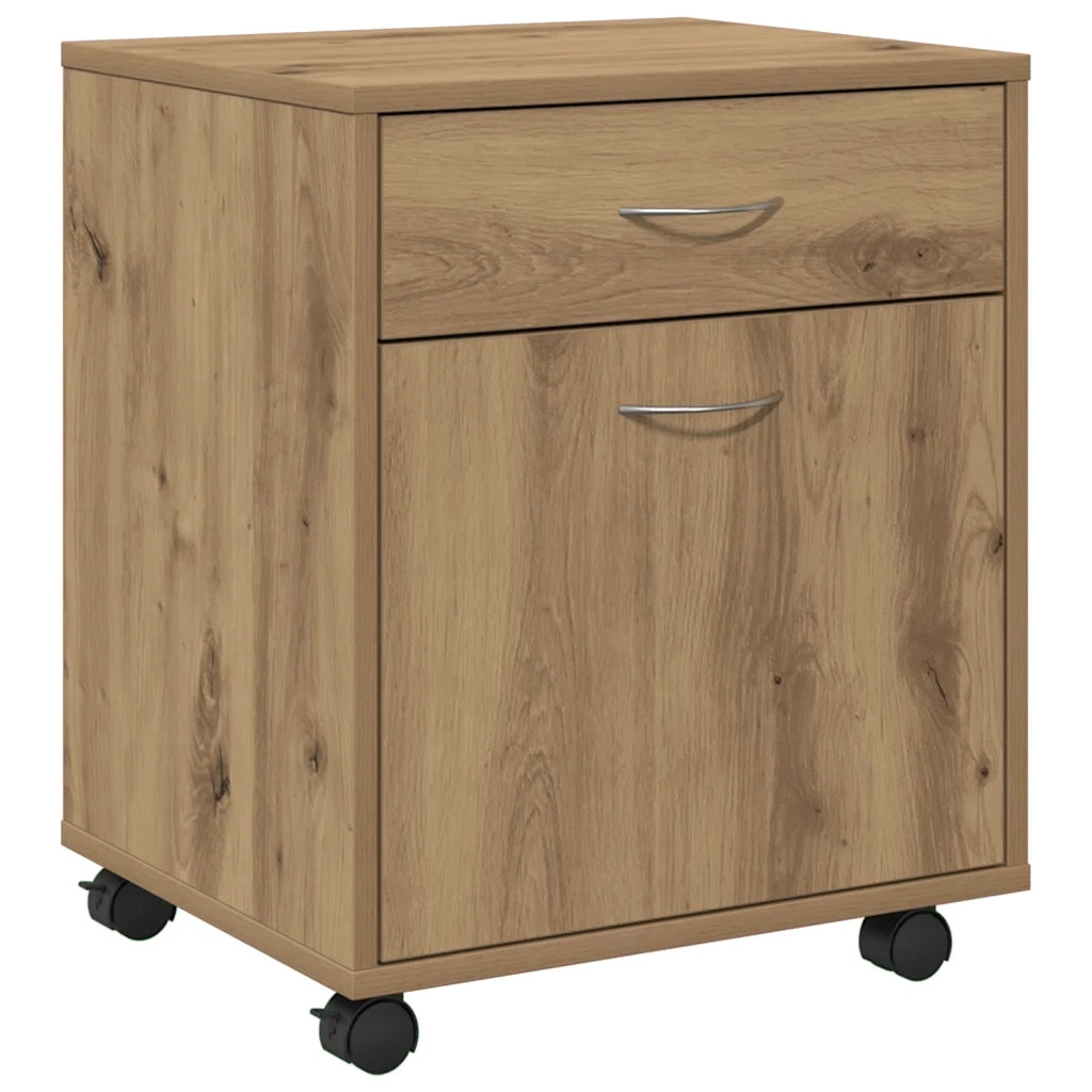 Armadietto con Ruote Rovere Artigianale 45x38x54 cm Truciolato 856655