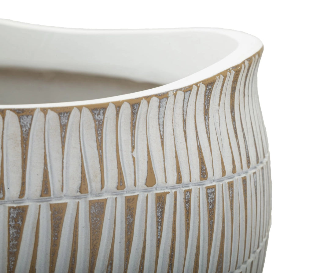 Cachepot Resina Stiky Ø30,5x24,5 cm in Resina Oro e Bianco
