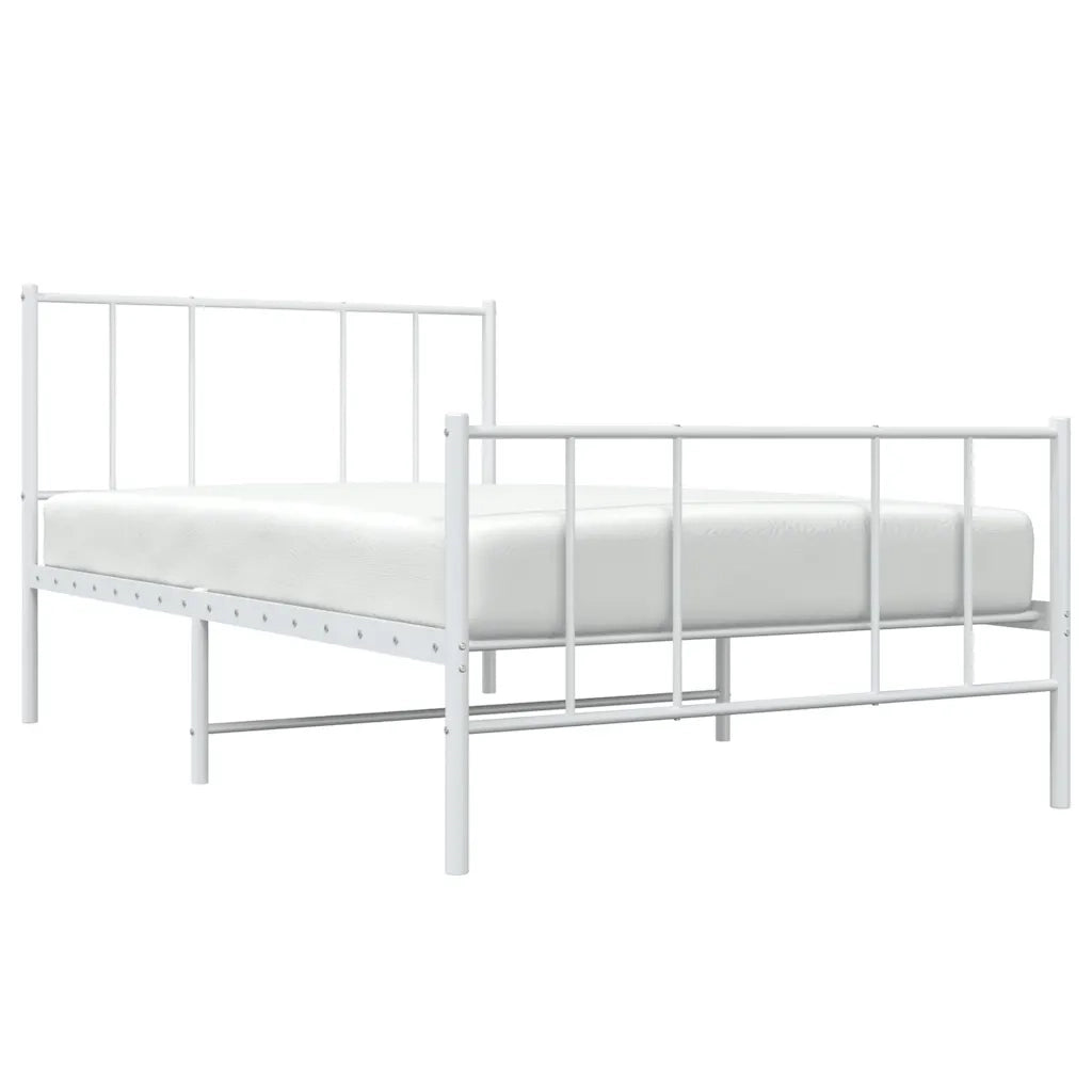 Giroletto con Testiera e Pediera Metallo Bianco 100x190 cm 352541
