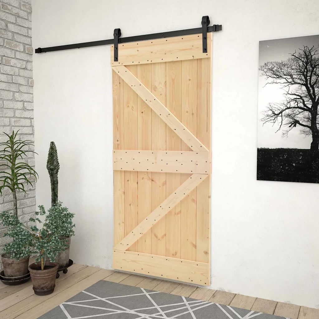 Porta scorrevole Naturale e Nero 80 x 210 cm 3444856