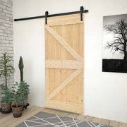 Porta scorrevole Naturale e Nero 80 x 210 cm 3444856