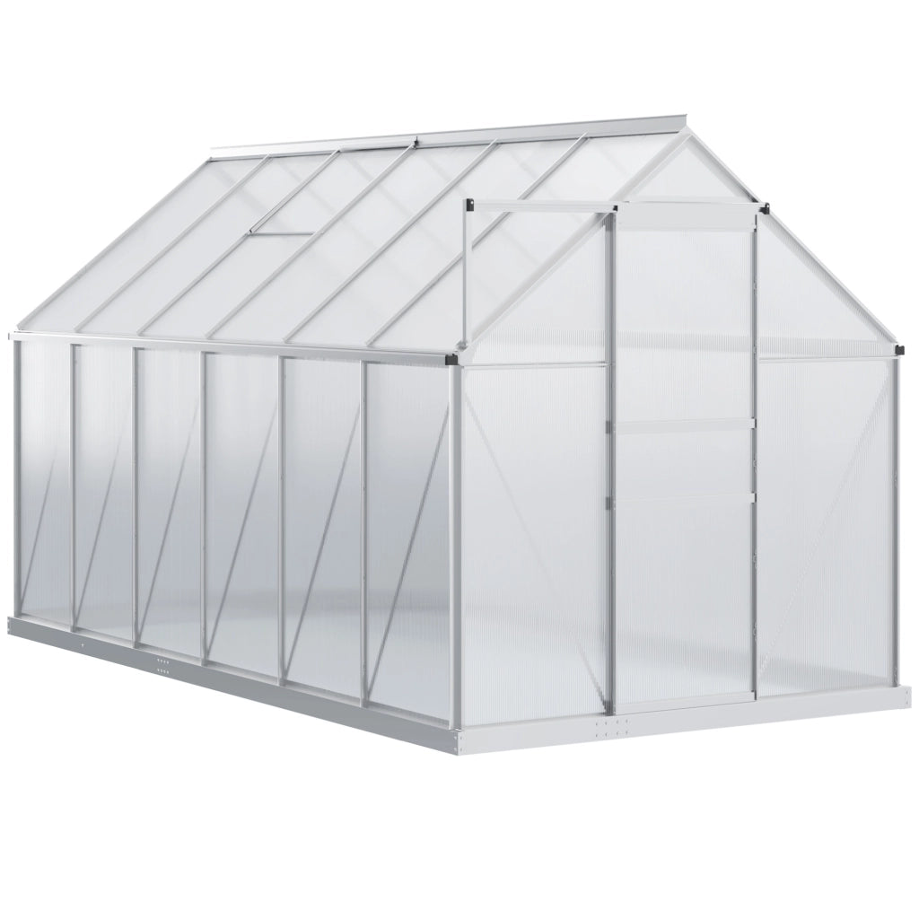 Serra da Giardino in Polycarbonate 7,1 m2 ¨C Zephmum ¨C Argento e Trasparente 190x375x199 cm