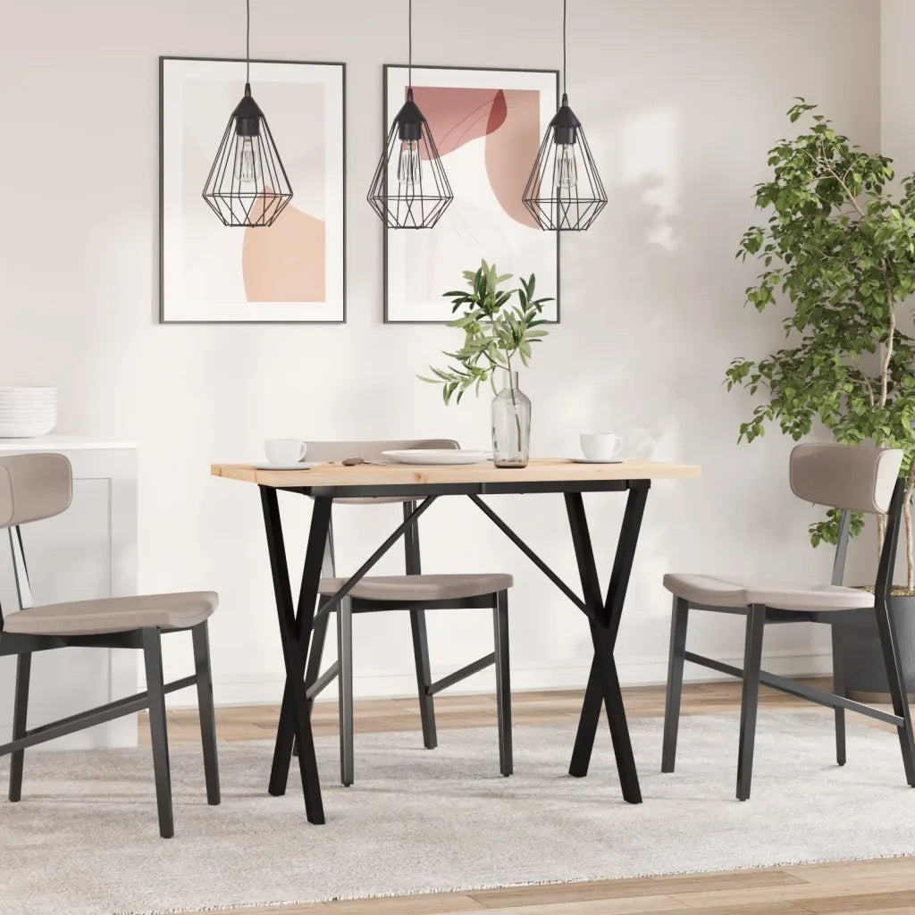 Tavolo da Pranzo Telaio a X 100x50x75,5 cm Legno Pino e Acciaio