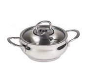 Tegame Tegamino Minicotture in Acciaio Inox con Coperchio in Vetro 14 cm