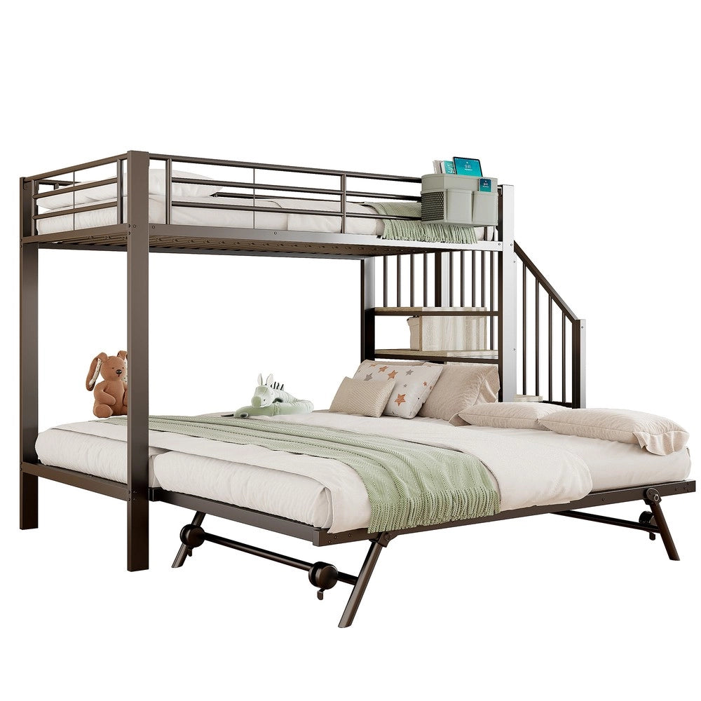 Letto a Castello con Scaletta e Contenitore ¨C Xylo ¨C Metallo Nero 90x200 / 180x200
