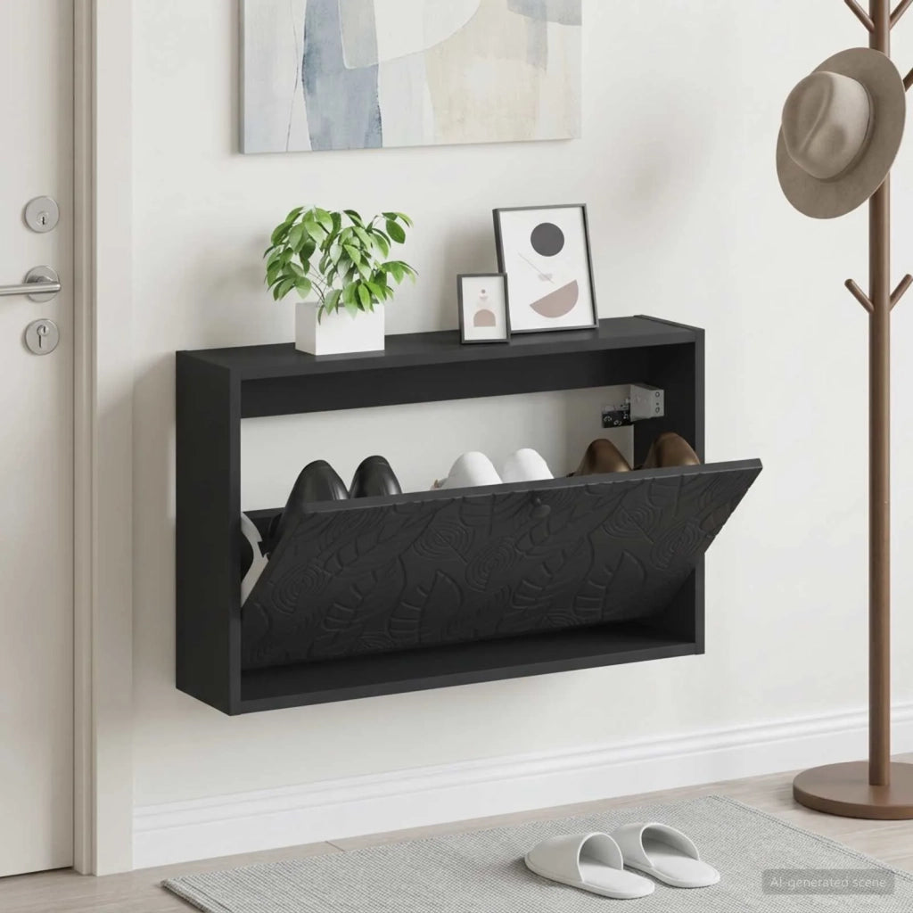 Mobiletto per Scarpe da Muro DELFT 71 x 17 x 43 cm Nero 897066