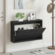 Mobiletto per Scarpe da Muro DELFT 71 x 17 x 43 cm Nero 897066